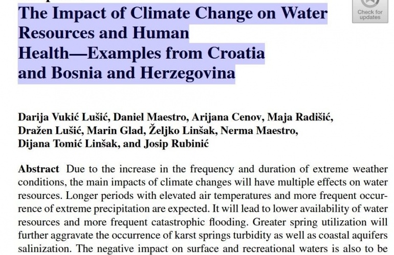 UKV projekt spomenut u poglavlju 9 knjige Climate Change and Health Hazards: Addressing Hazards to Human and Environmental Health from a Changing Climate